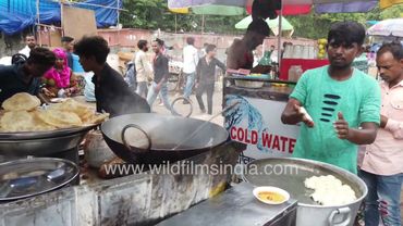 Delhi's street food Chole Bhature is being sold on the Bakrid festival near Jama Masjid,  Delhi