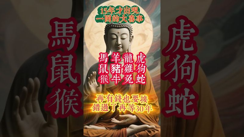 【15年才出現一回的大喜事】再有錢也要接錯過了再等30年！接了，轉發，好運來！#生肖 #財運 #運勢 #屬相 #風水 #命理