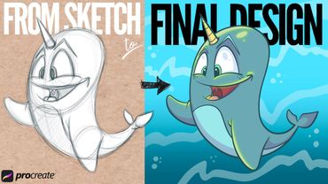 How to Draw a Cartoon Narwhal: Full Procreate Tutorial!