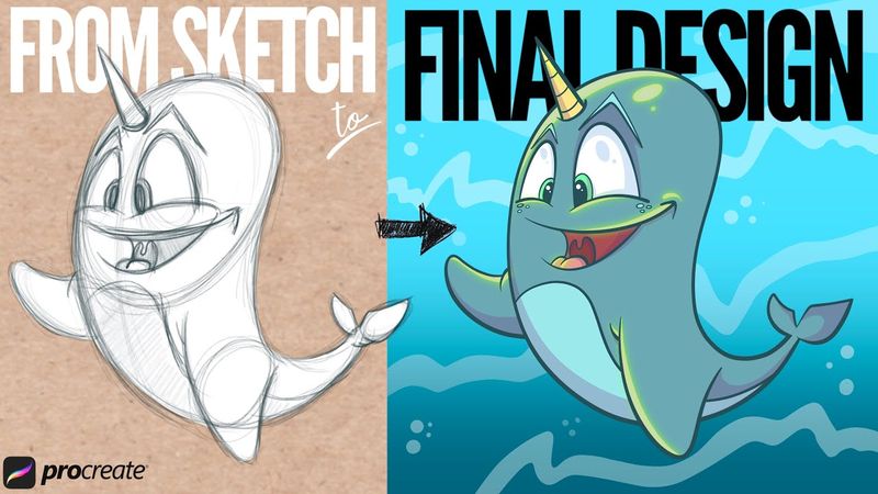 How to Draw a Cartoon Narwhal: Full Procreate Tutorial!