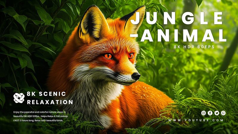 JUNGLE ANIMALS LIFE - 8K HDR 60 فریم در ثانیه Dolby Vision - با صداهای طبیعت (رنگارنگ پویا)