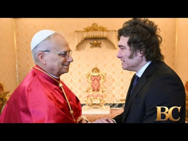 Pope Leo XIV receives the President of Argentina, Javier Milei, at the Vatican