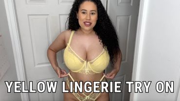 Yellow Lingerie Try On