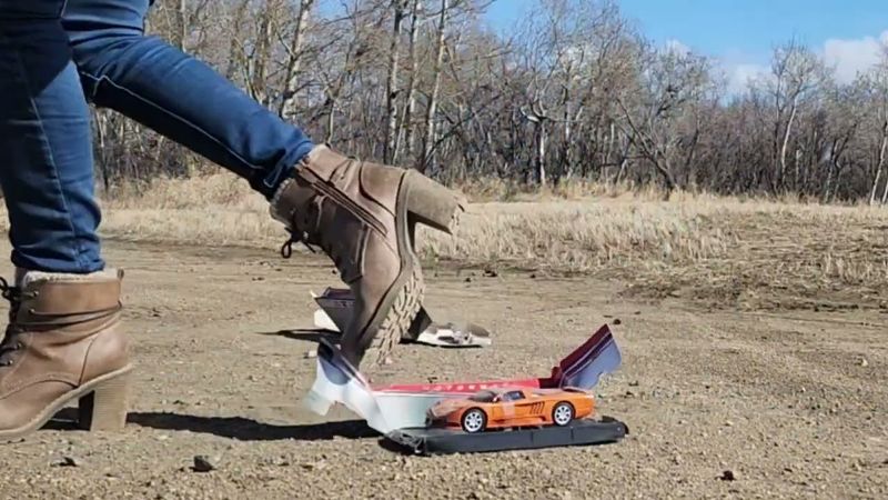 Roxanne crushes model car. Full video on premium #crushexperiment #asmrcrush #oddlysatisfying