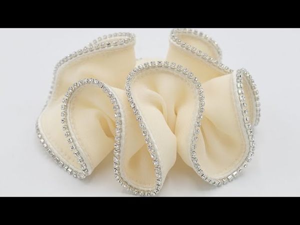 How to make rhinestones scrunchie at home/Very very easy method/Hair Rubber band making at home