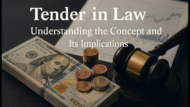 Tender in Law - Concepts and Implications - AmJur