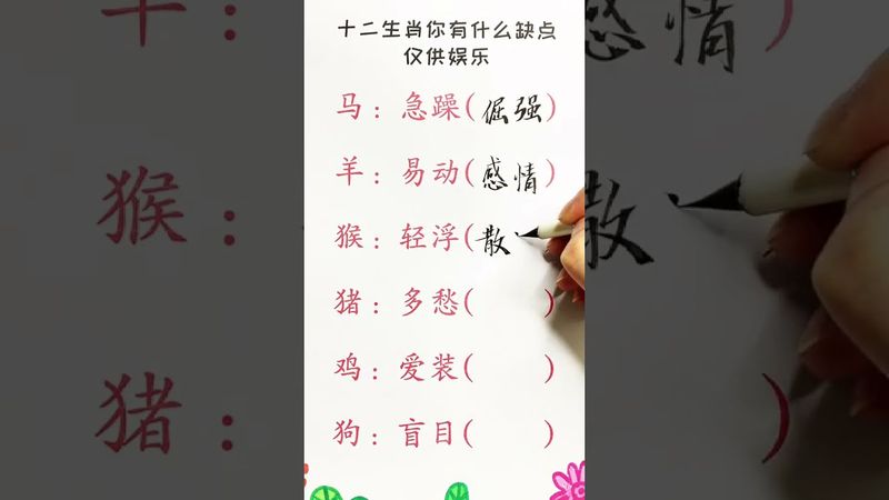 《十二生肖的缺点》你有什么缺点！#正能量  #国学文化  #中国文化博大精深 #知识分享 #十二生肖