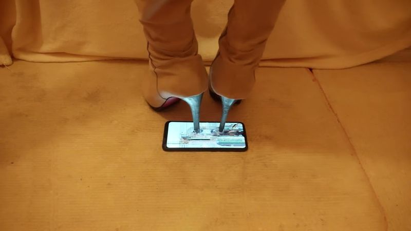 High heels crush smartphone 