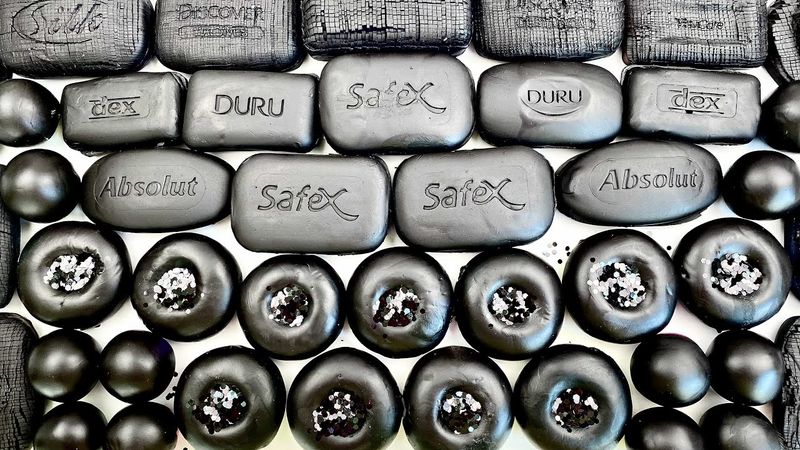 Guess the colour 🖤 ASMR soap boxes with colored foam 🌈 Clay cracking 🖤 Cutting soap cubes 🌈