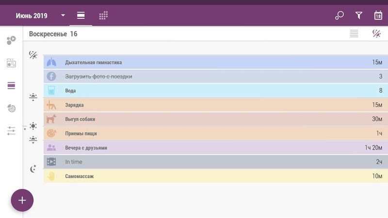 Запланированная активность типа "объем времени" в Time Planner