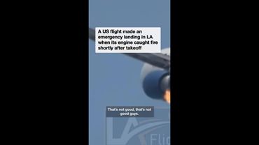 Terrifying moment plane catches fire after take off