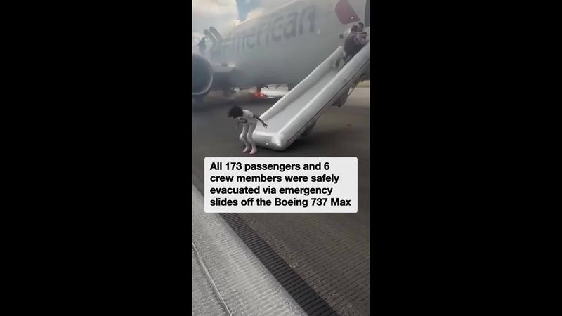 Chaos as 179 flee burning plane on slides