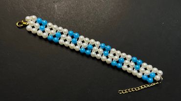 diy beaded bracelet🩵 easy tutorial of ￼ simple bracelet, ￼