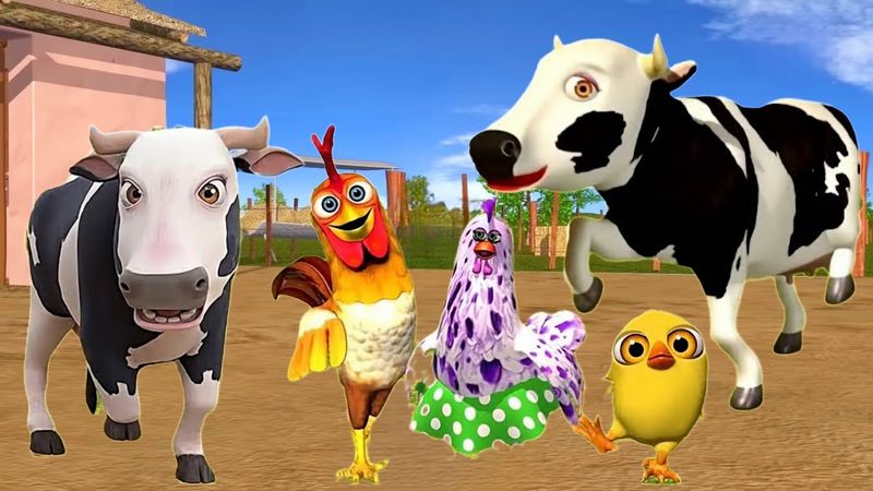 El Pollito pío 3d  el Toro y el Tractor de la Granja  -el Pollito y el Tractor de la Granja