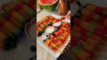 Rainbow Fruit Sticks 🥝 With Yogurt Dip😍 #abirzkitchen #fruit