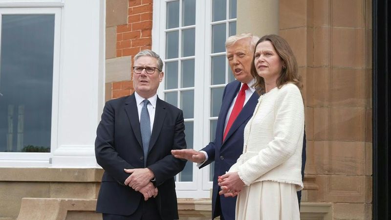 US President Trump welcomes UK PM Starmer to Scottish golf resort | AFP