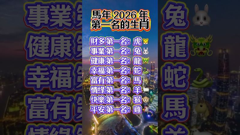 馬年 2026 年第一名的生肖 ！#生肖  #運勢  #玄學 #風水