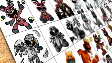 Drawing 99 Night in the forest in Smiling Critters style - Cartoon Vs Plushies Vs Realistc Monsters