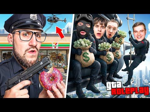 1 ПОЛИЦЕЙСКИЙ vs 4 ГРАБИТЕЛЯ! СБЕЖАТЬ ИЗ ГОРОДА за 1 ЧАС! ИХ ПЛАН ПОЧТИ СРАБОТАЛ! (GTA 5 RP)