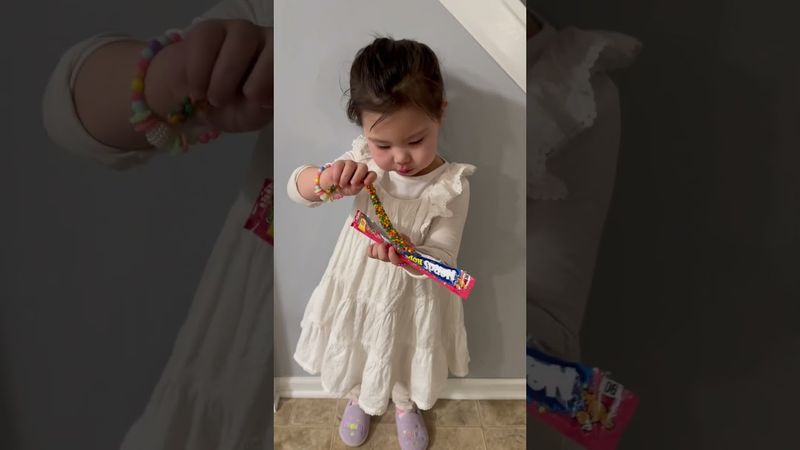 trying nerds rope for the first time 😋#yummy#sweets#candies#kids#baby#toddler#fun#trend