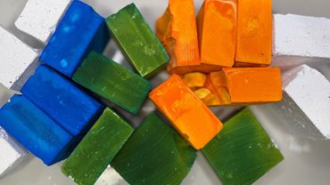 Blue Yellow and Green Dyed Blocks | Gym Chalk ASMR | Oddly Satisfying 