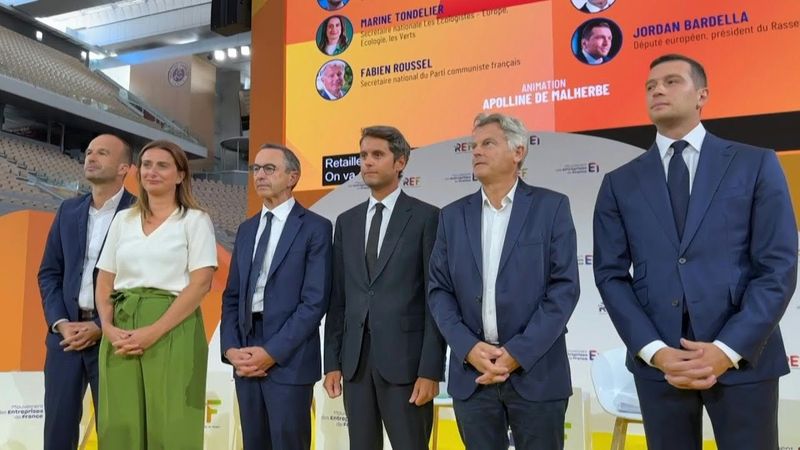 French politicians gather at entrepreneurs' meeting roundtable on economic future | AFP