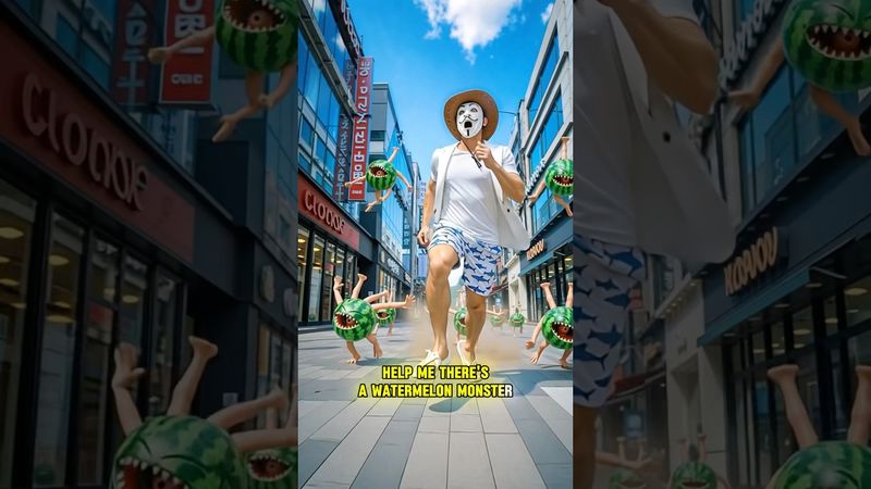 There is Watermelon 🍉 M0nsterss 😱 #comedy #funnyshorts #catlovers