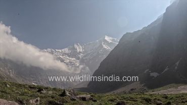 Clouds roll in to Sunderdhunga valley, over Panwali Dwar peak and our tents in the Sukhram valley