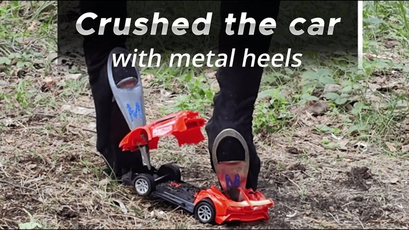 Sharp metal heels CRUSH the CAR !  asmr