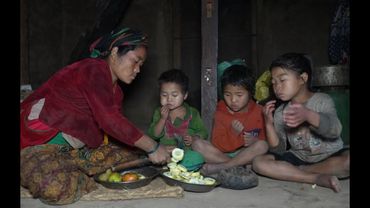 Cutting and eating delicious fruits in village || Nepali village