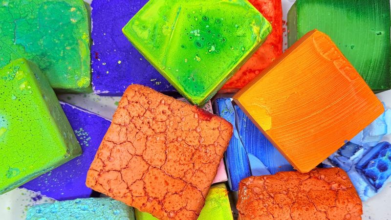 Pasted and crispy Soft Fresh dyed Bright Gym Chalk Blocks | Oddly Satisfying | GYM chalk ASMR