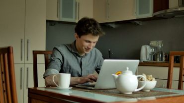 Man Working on The Kitchen | Work from Home | Free Stock Video | Royalty Free Video | No Copyright