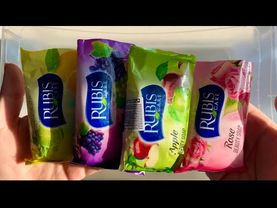 🍋🍇 SOAP ASMR 🍏🌹 washing 4x soap Rubis / soaked soap / press hands /press sponge 🧽