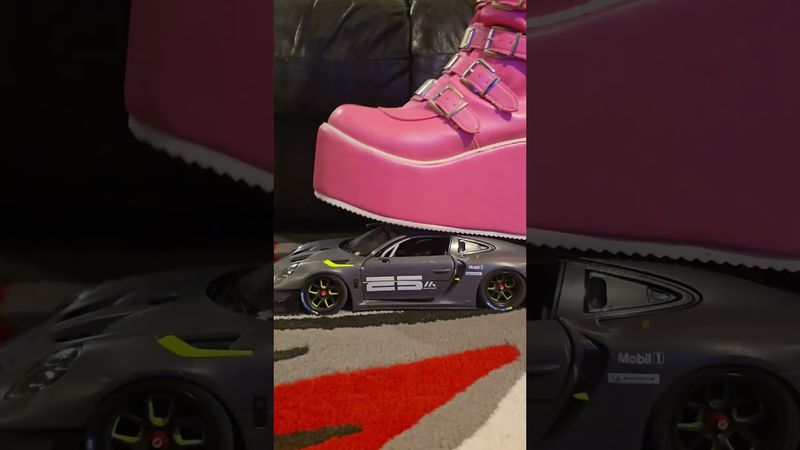 Model car crushed with boots #asmrcrunch #modelcarcrush #boots #asmrsounds #crushingasmr #asmr