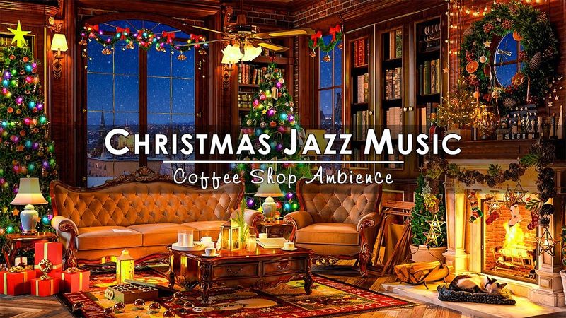 Christmas Jazz Music 2024 with Warm Crackling Fireplace to Relax 🔥 Cozy Winter Coffee Shop Ambience