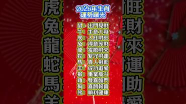 2026年生肖運勢曝光 ！#生肖  #運勢  #玄學 #風水