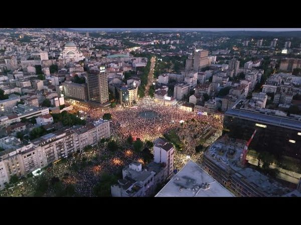 Aerial images of protest in central Belgrade | AFP