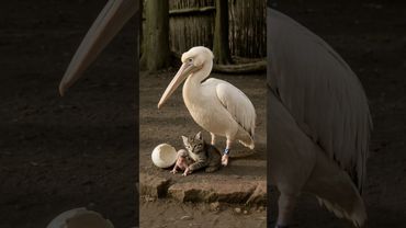 Kitten Warms a Fragile Chick While the Mother Bird Watches Nervously