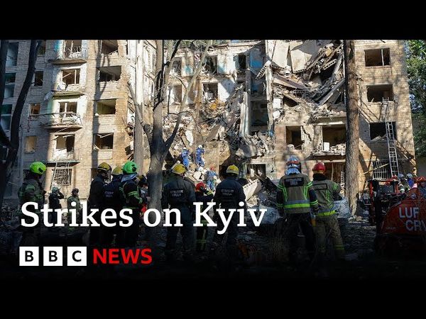 Seven killed in Kyiv after Russian aerial attack | BBC News