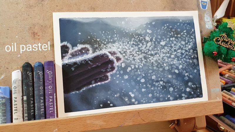oil pastel drawing / snowy day / MUNGYO / 눈오는날 그리기