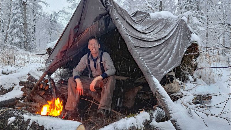 Camping in Snowstorm With No Tent, No Sleeping Bag