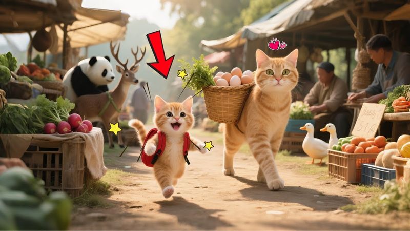 Mama Cat Sells Eggs to Buy a New School Bag, Replacing Her Kitten’s Torn One | Heartwarming Story💔🎒