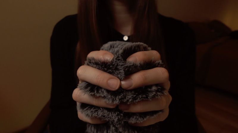 ASMR Fluffy Mic Scratching and Soft, Inaudible Whispering (Rain ⛈ Thunder)