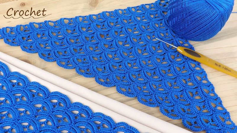 💎Треугольный УЗОР для ШАЛИ вязание КРЮЧКОМ 💎How to Crochet Triangle Shawl Pattern
