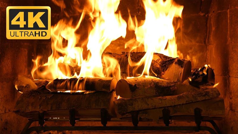 Birchwood Crackling Fireplace | Realistic Virtual Fire from Fireplace For Your Home - 4K UHD