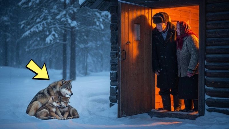 Волчица с двумя детёнышами упала в обморок перед хижиной. Пожилая пара перевернула мир.