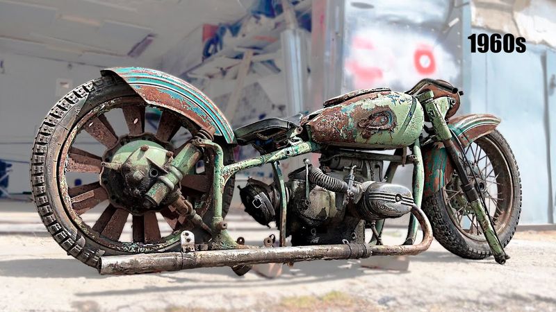 Restoration Heavy Soviet Motorcycle 1960s - Old Abandoned 650cc Opposite | 4-stroke engine