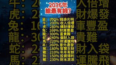 2026年什麼生肖最有錢！#運勢 #正能量 #生肖 #十二生肖 #玄學 #風水玄學 #國學文化 #道教文化 #十二生肖 #財富 #有錢人