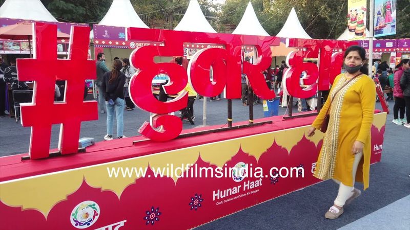 Street food stalls at Hunar Haat are selling Amritsari Kulcha, Lassi, Gulab Jamun, Aloo Tikki Chhat