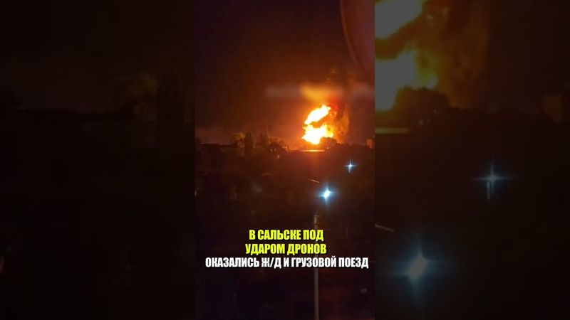 В САЛЬСКЕ ПОД УДАРОМ ДРОНОВ ОКАЗАЛИСЬ Ж/Д И ГРУЗОВОЙ ПОЕЗД